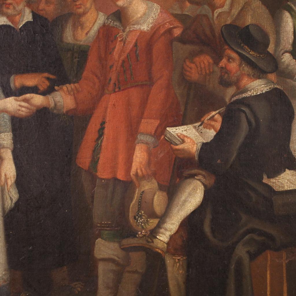 19. Jahrhundert Öl auf Leinwand Französisch Malerei Genre-Szene mit Hochzeit, 1830 im Angebot 8
