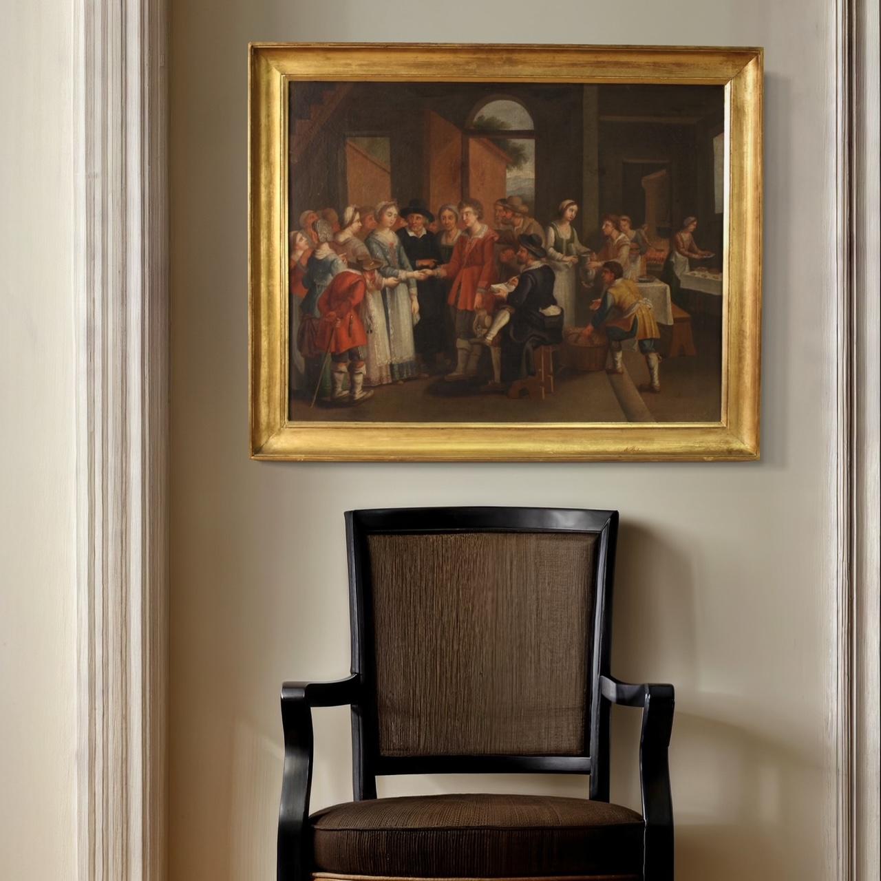 19. Jahrhundert Öl auf Leinwand Französisch Malerei Genre-Szene mit Hochzeit, 1830 im Angebot 9