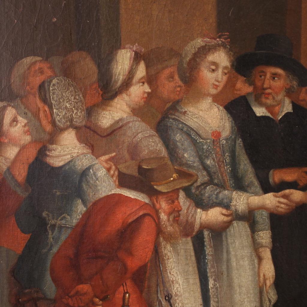 19. Jahrhundert Öl auf Leinwand Französisch Malerei Genre-Szene mit Hochzeit, 1830 im Angebot 11