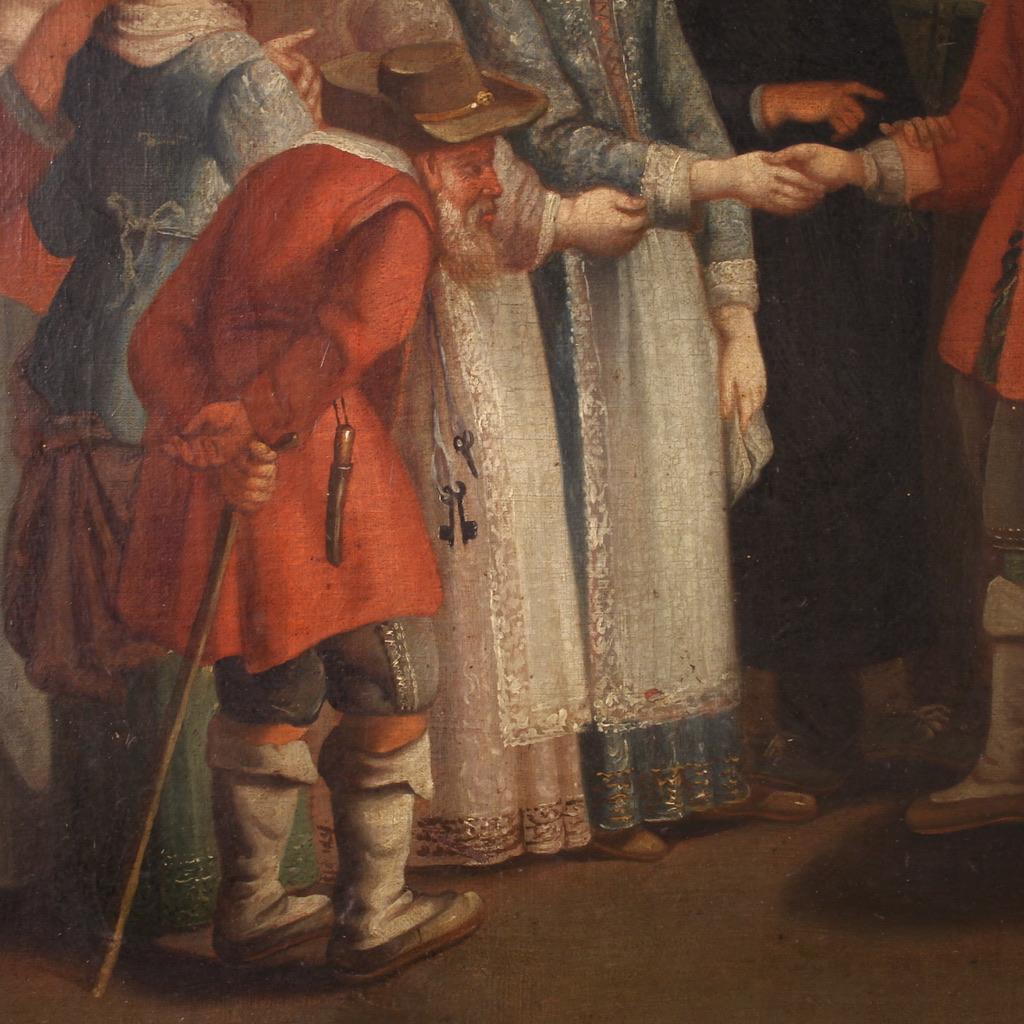 19. Jahrhundert Öl auf Leinwand Französisch Malerei Genre-Szene mit Hochzeit, 1830 (Black), Figurative Painting, von Unknown