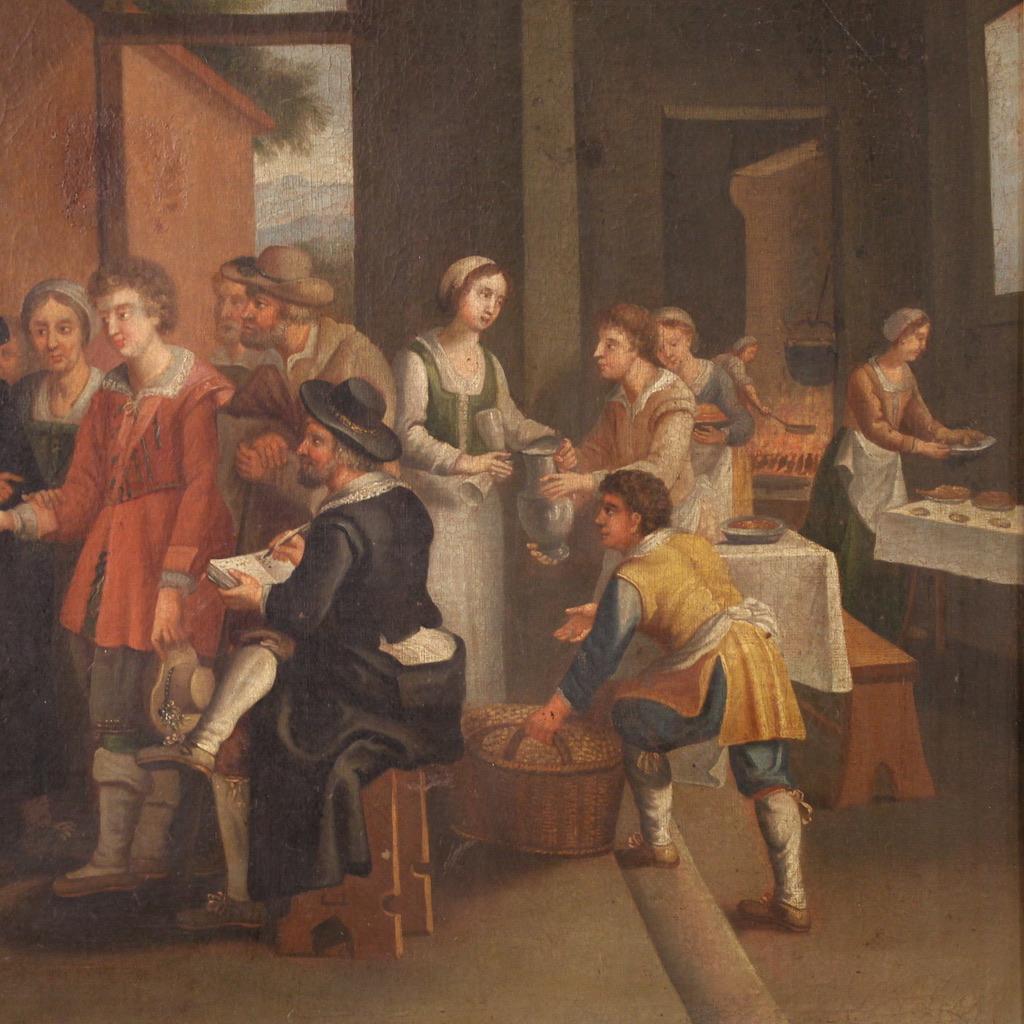 19. Jahrhundert Öl auf Leinwand Französisch Malerei Genre-Szene mit Hochzeit, 1830 im Angebot 1