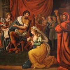 19th Century Oil on Canvas French Painting Solomon and the Queen of Sheba, 1830