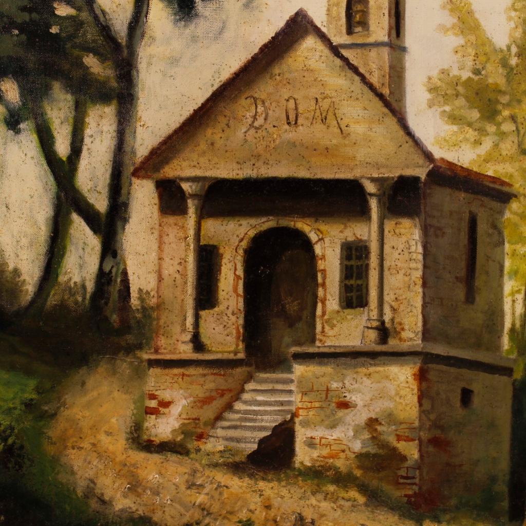 19th Century Oil on Canvas Italian Countryside Landscape Painting, 1880 For Sale 10