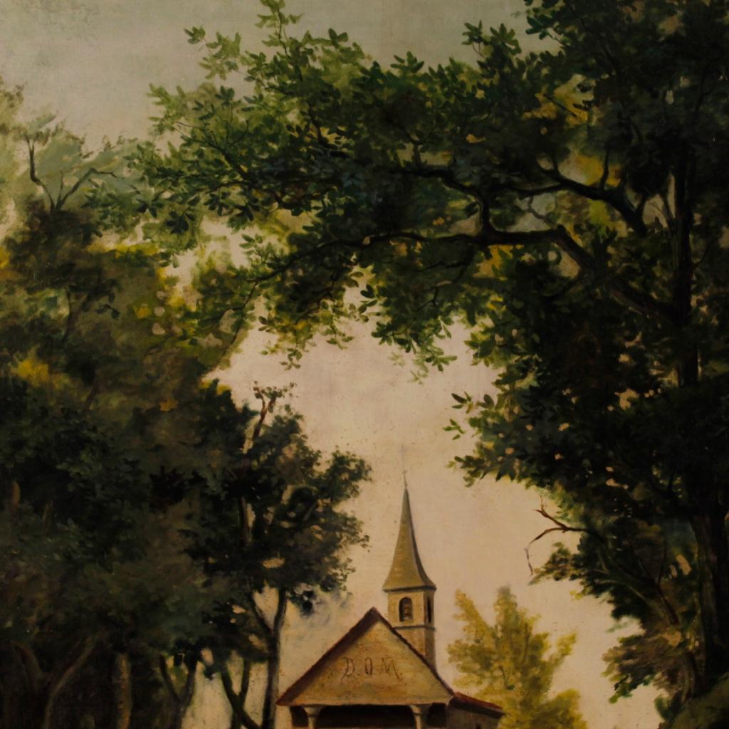 19th Century Oil on Canvas Italian Countryside Landscape Painting, 1880 For Sale 8