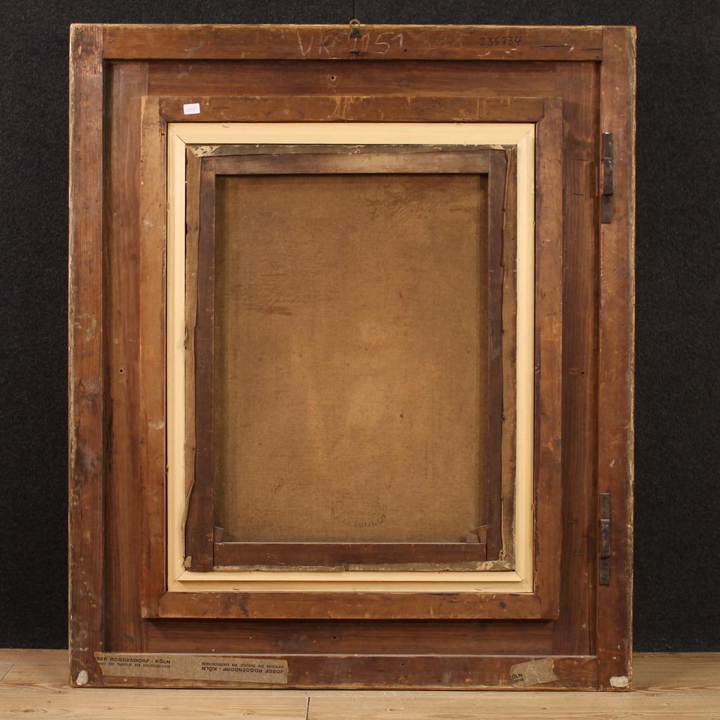 19th Century Oil on Canvas Italian Lady Portrait Painting, 1870 For Sale 7