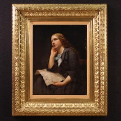 huile sur toile du 19e siècle Portrait de femme italienne, 1870