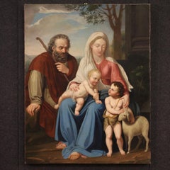huile sur toile du 19e siècle Peinture italienne Sainte Famille Nazaréenne Peintre, 1810