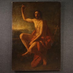 19th Century Oil on Canvas Italian Religious Painting Saint John Baptist, 1820