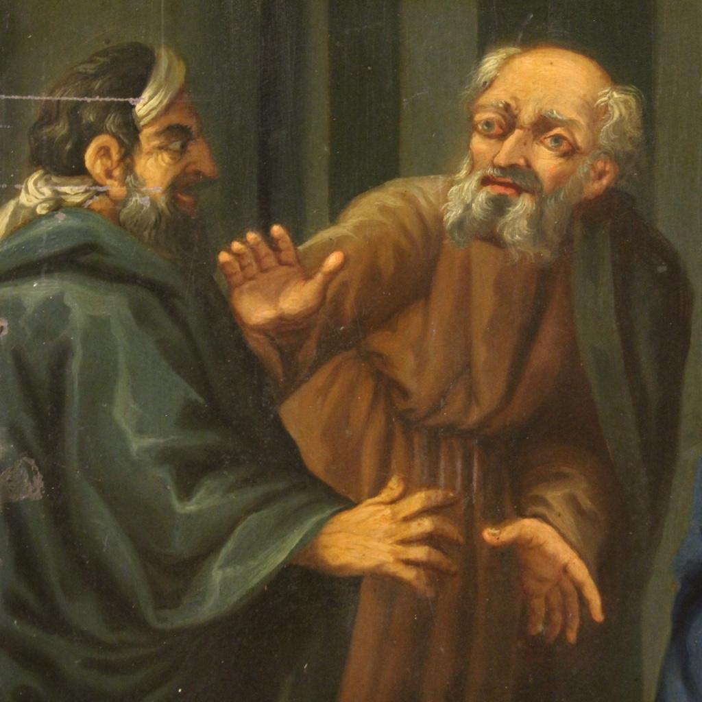 19th Century Oil on Copper Italian Religious Painting Expulsion Merchants, 1860 3
