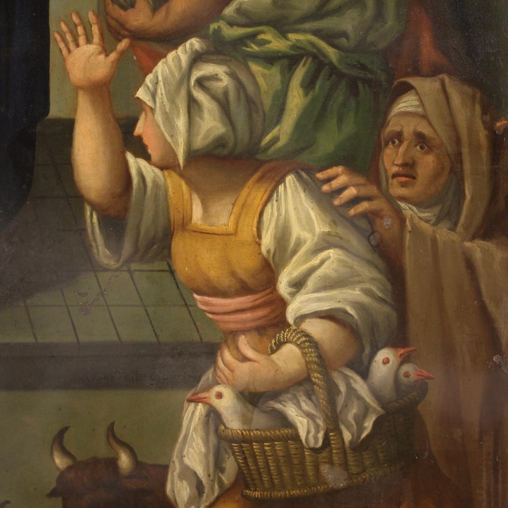 19th Century Oil on Copper Italian Religious Painting Expulsion Merchants, 1860 5