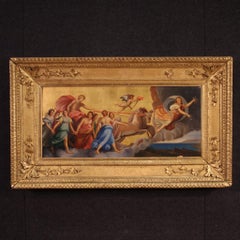 19th Century Oil on Panel Italian Mythological Painting the Chariot of Aurora