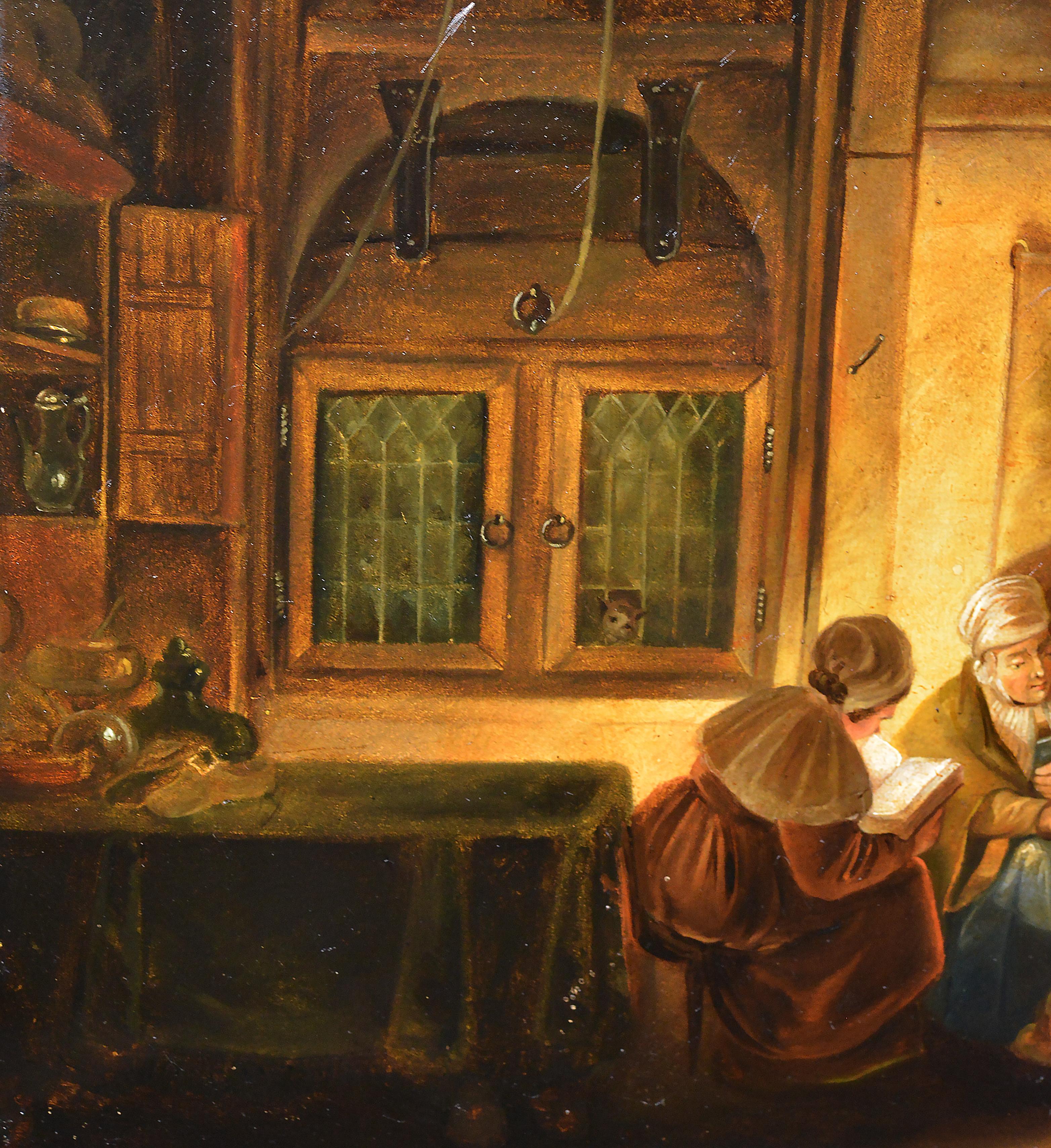 Cette charmante peinture à l'huile de la première moitié du XIXe siècle dépeint une 