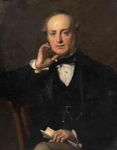 19th Century Oil Painting Portrait of a Gentleman in a Carved Gilded Frame