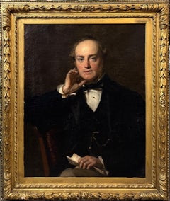 19th Century Oil Painting Portrait of a Gentleman in a Carved Gilded Frame