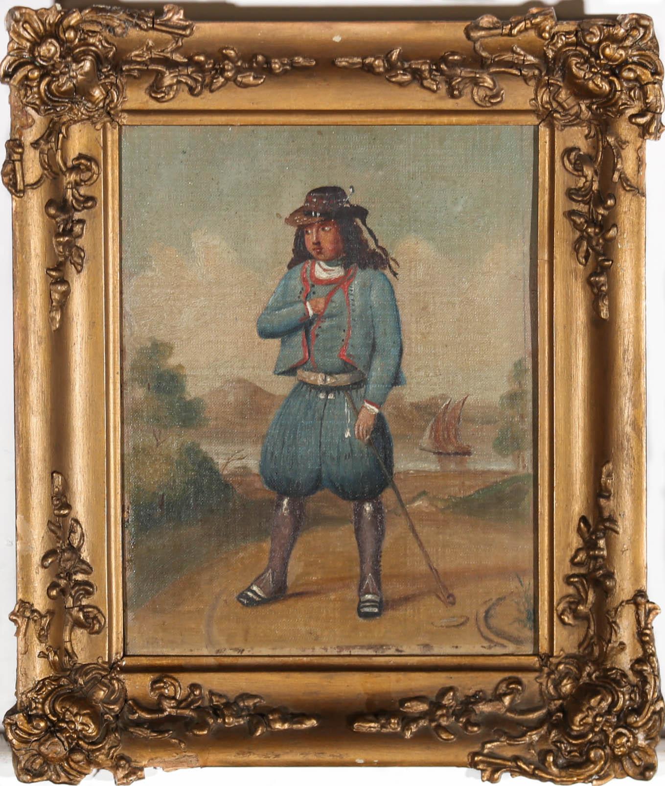Unknown Figurative Painting - 19th Century Oil - Peasant Man