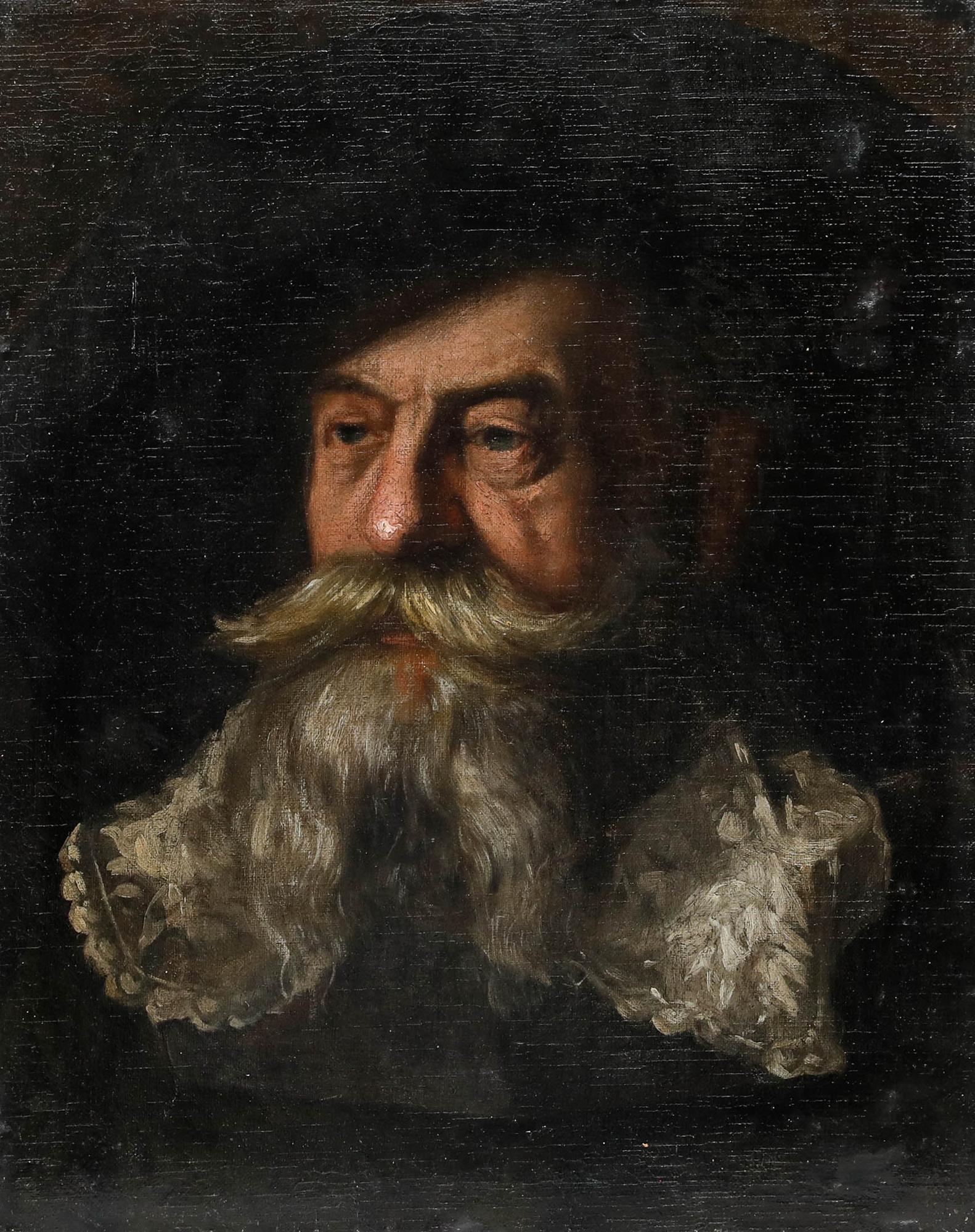 Huile du 19e siècle - Portrait d'un homme barbu - Painting de Unknown