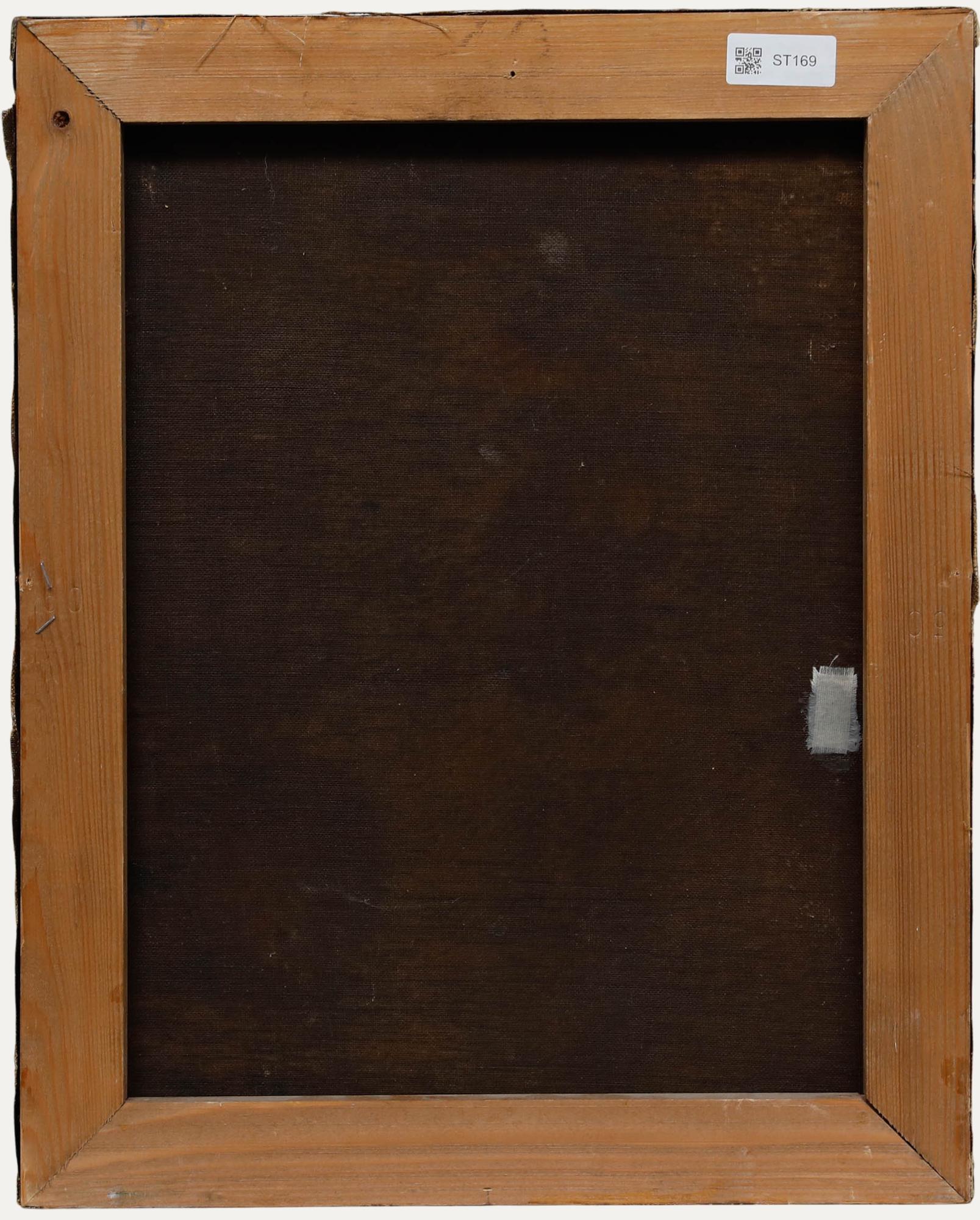 Huile du 19e siècle - Portrait d'un homme barbu - Noir Portrait Painting par Unknown