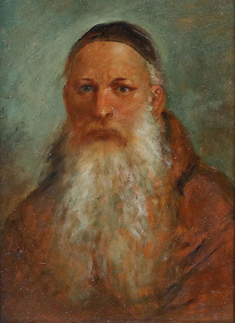 Huile du 19e siècle - Portrait d'un moine barbu - Painting de Unknown
