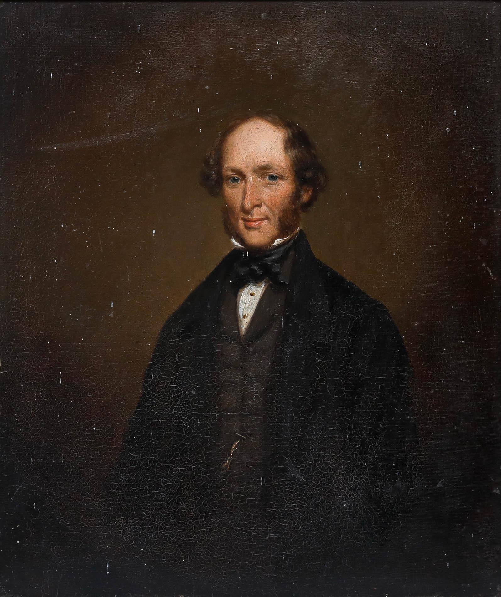 Öl des 19. Jahrhunderts - Porträt eines Gentleman – Painting von Unknown