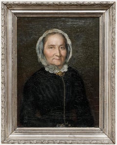19th Century Oil - Portrait of a Lady with Lace Cap