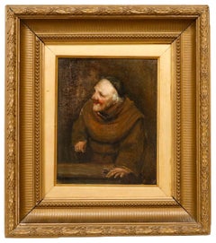 Huile du 19e siècle - Portrait d'un moine