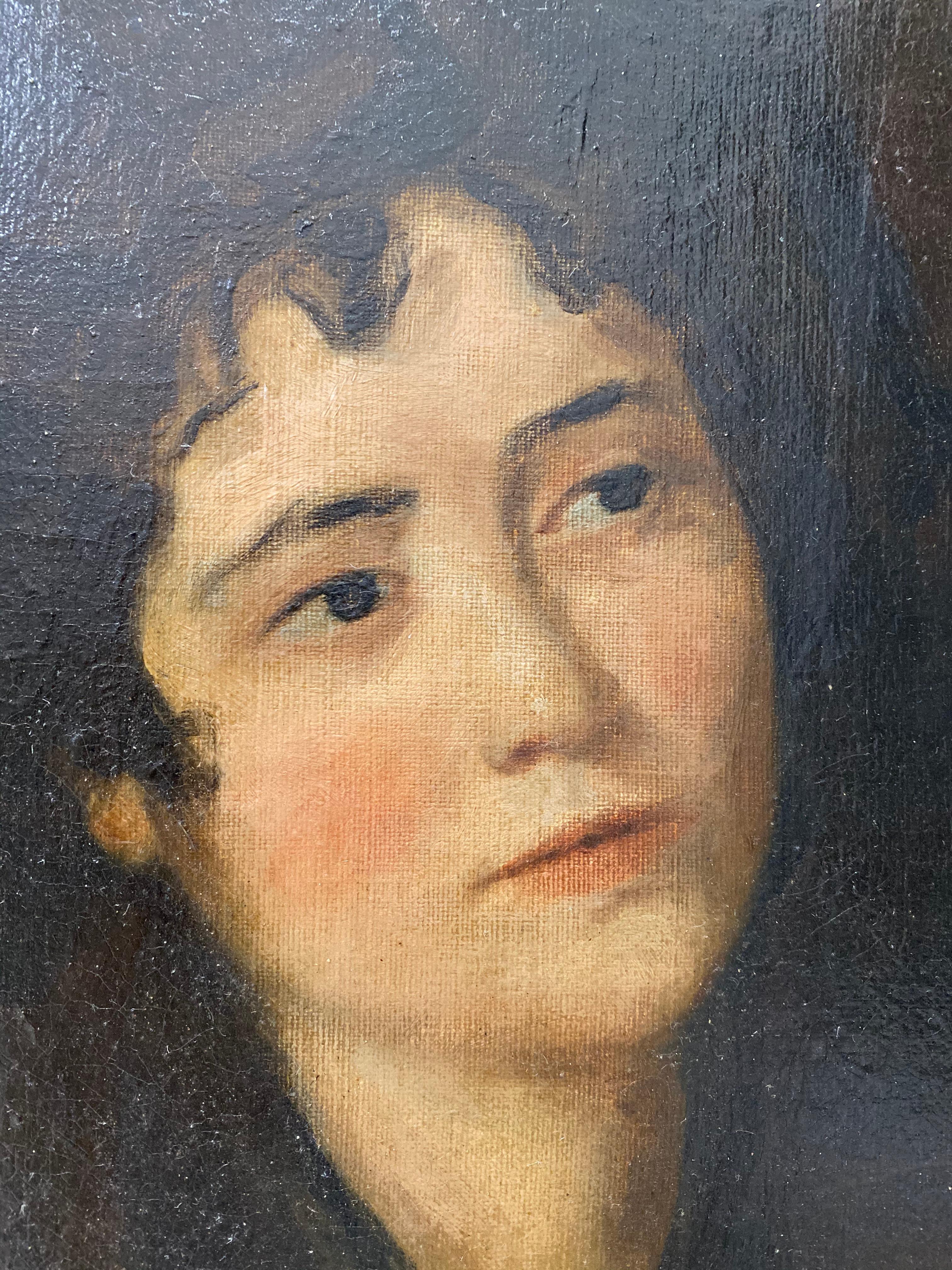 19th Century Oil Portrait of a Woman After Manet - Painting by Unknown