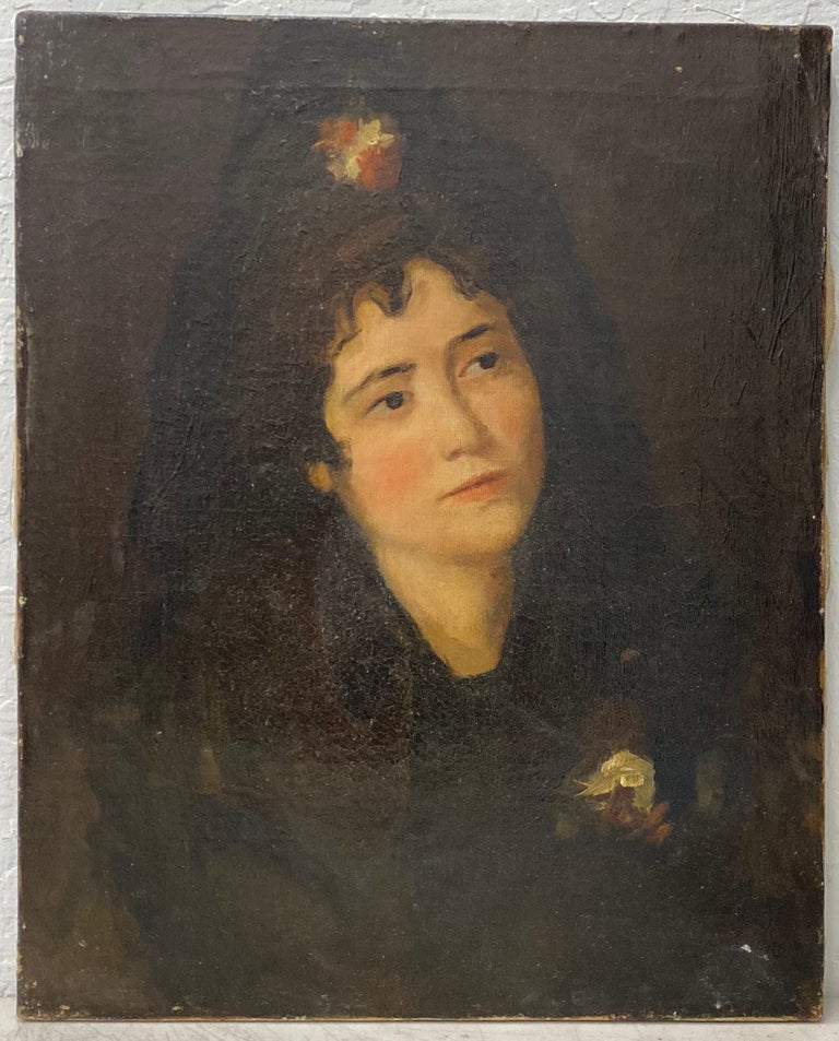Unknown Portrait Painting - 19th Century Oil Portrait of a Woman After Manet