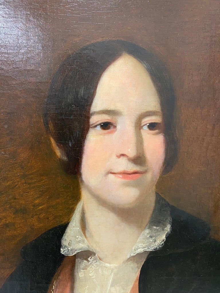 19th Century Oil Portrait of a Young Woman by J. Barclay - Painting by Unknown
