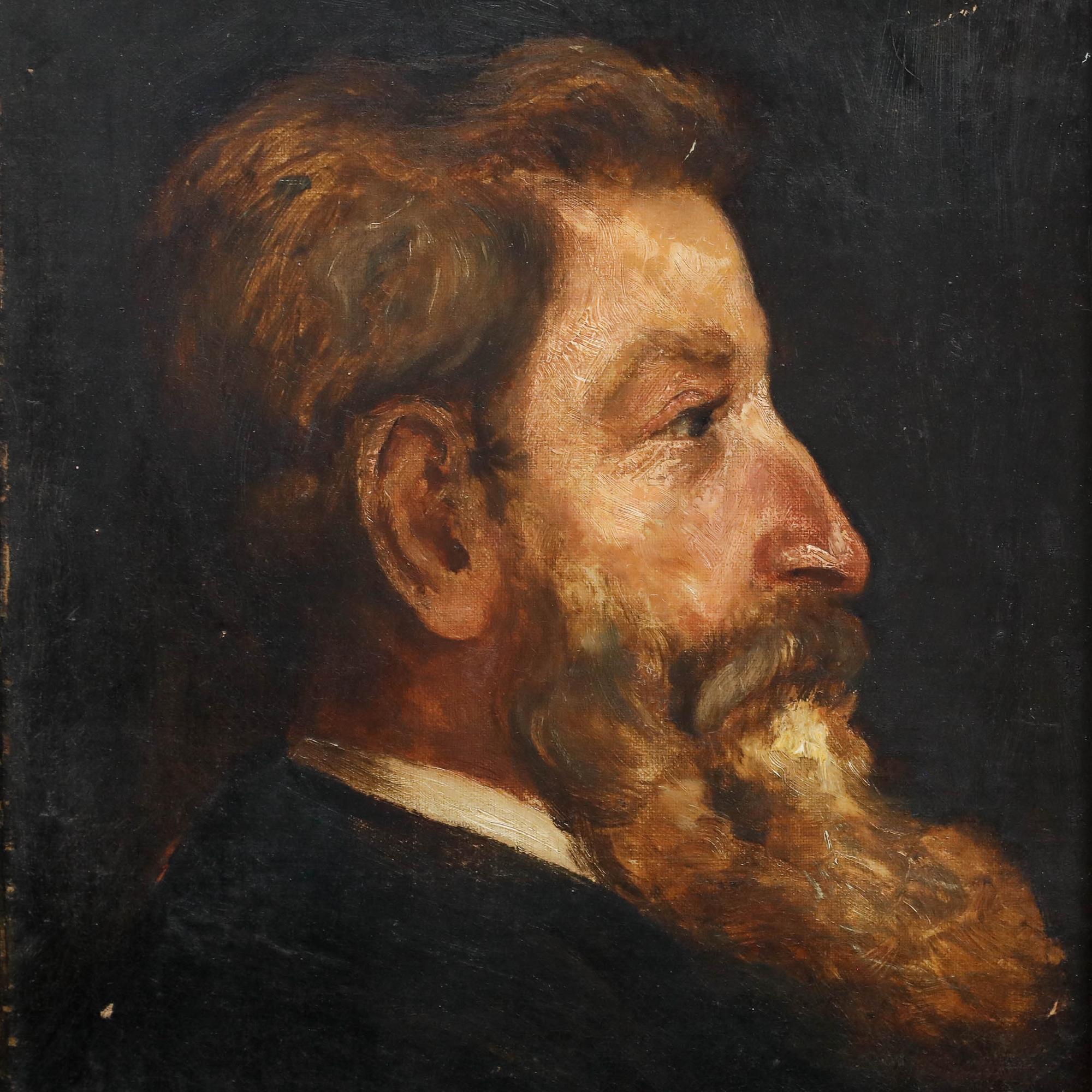 Portrait bien exécuté d'un gentleman de profil. Ce portrait a été acquis en même temps qu'un autre du même auteur. Un Label au dos de l'autre pièce identifie le modèle comme étant A.H. Christie (1827-1891). Bien présenté dans un cadre lourd à effet