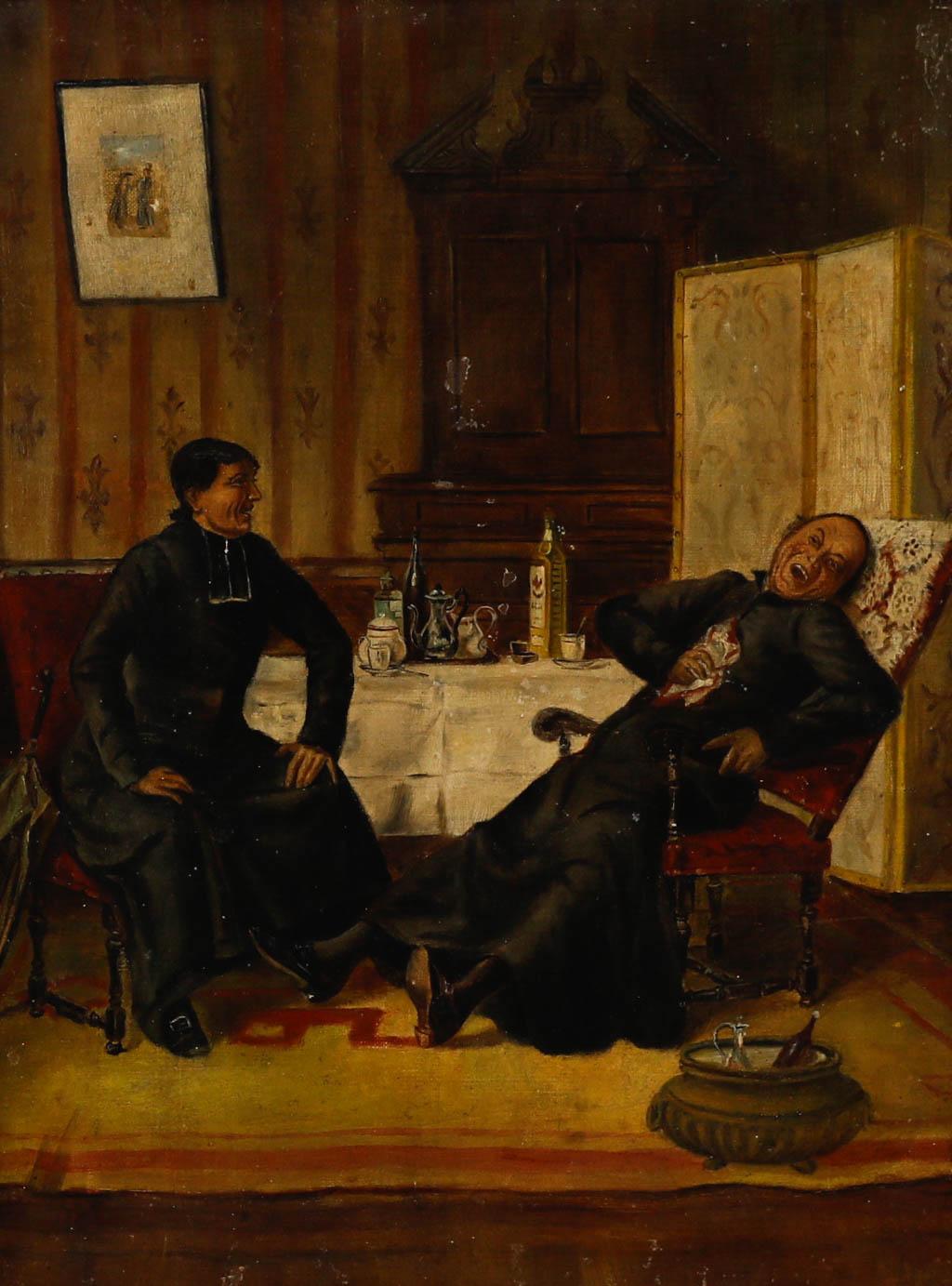 Olio del 19° secolo - Chierici rauchi - Painting di Unknown