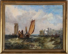 Antique 19th Century Oil - Retrieving The Lobster Pots
