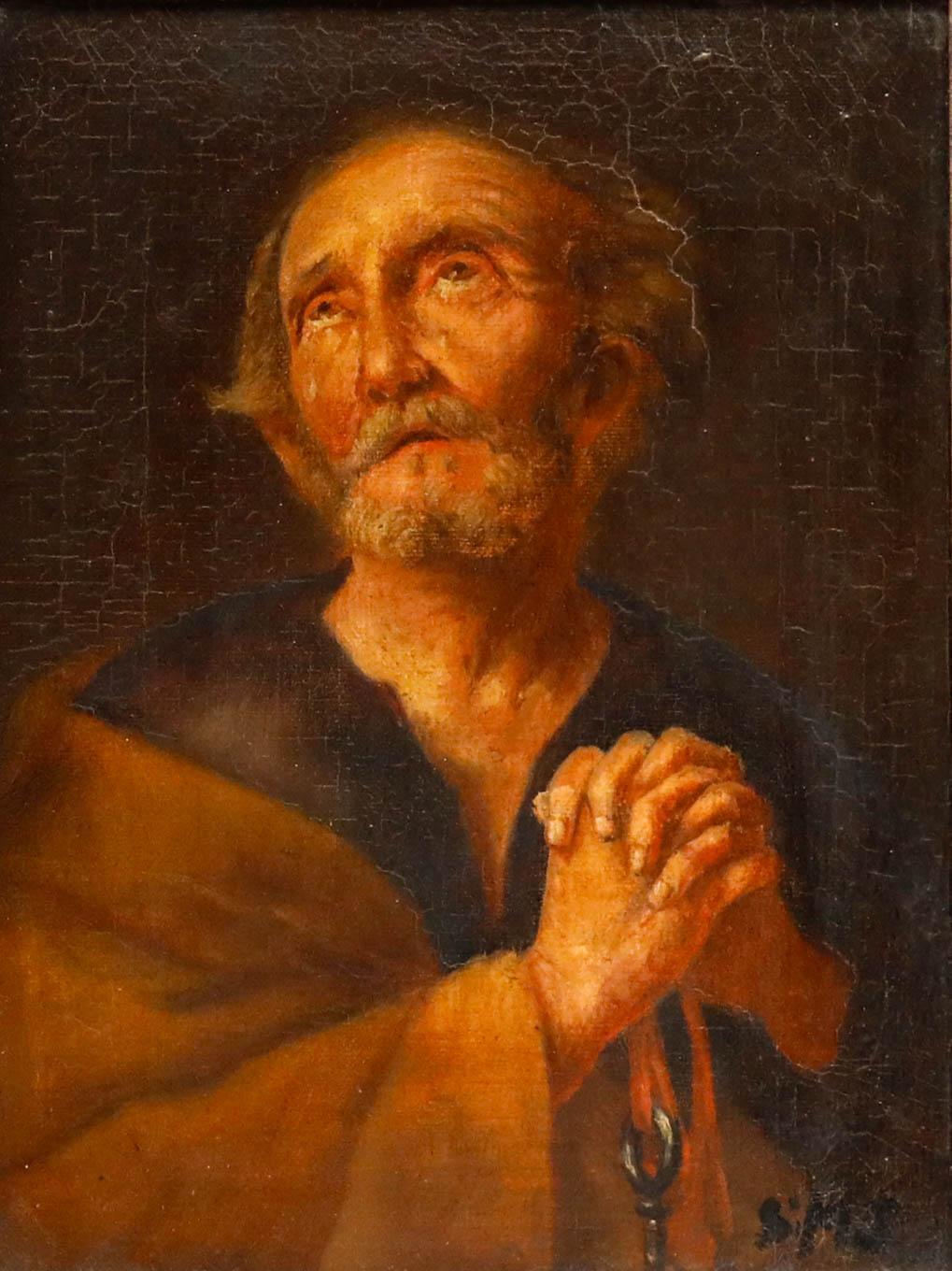 19th Century Oil - Saint Peter - Painting by Unknown