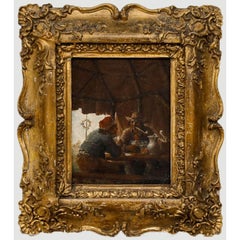 Huile du 19e siècle - Scène de taverne