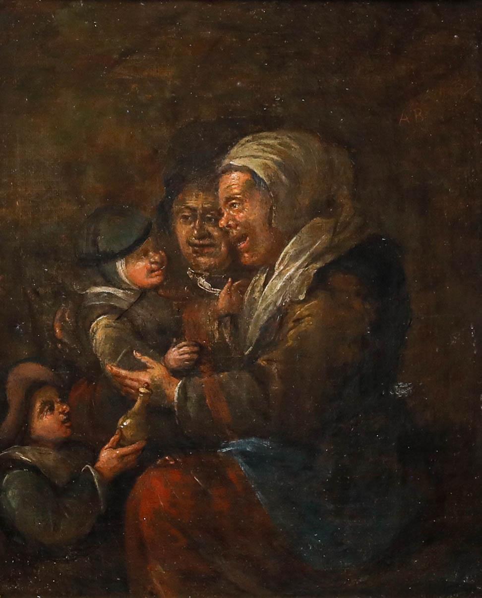 Öl des 19. Jahrhunderts - Die Familie – Painting von Unknown