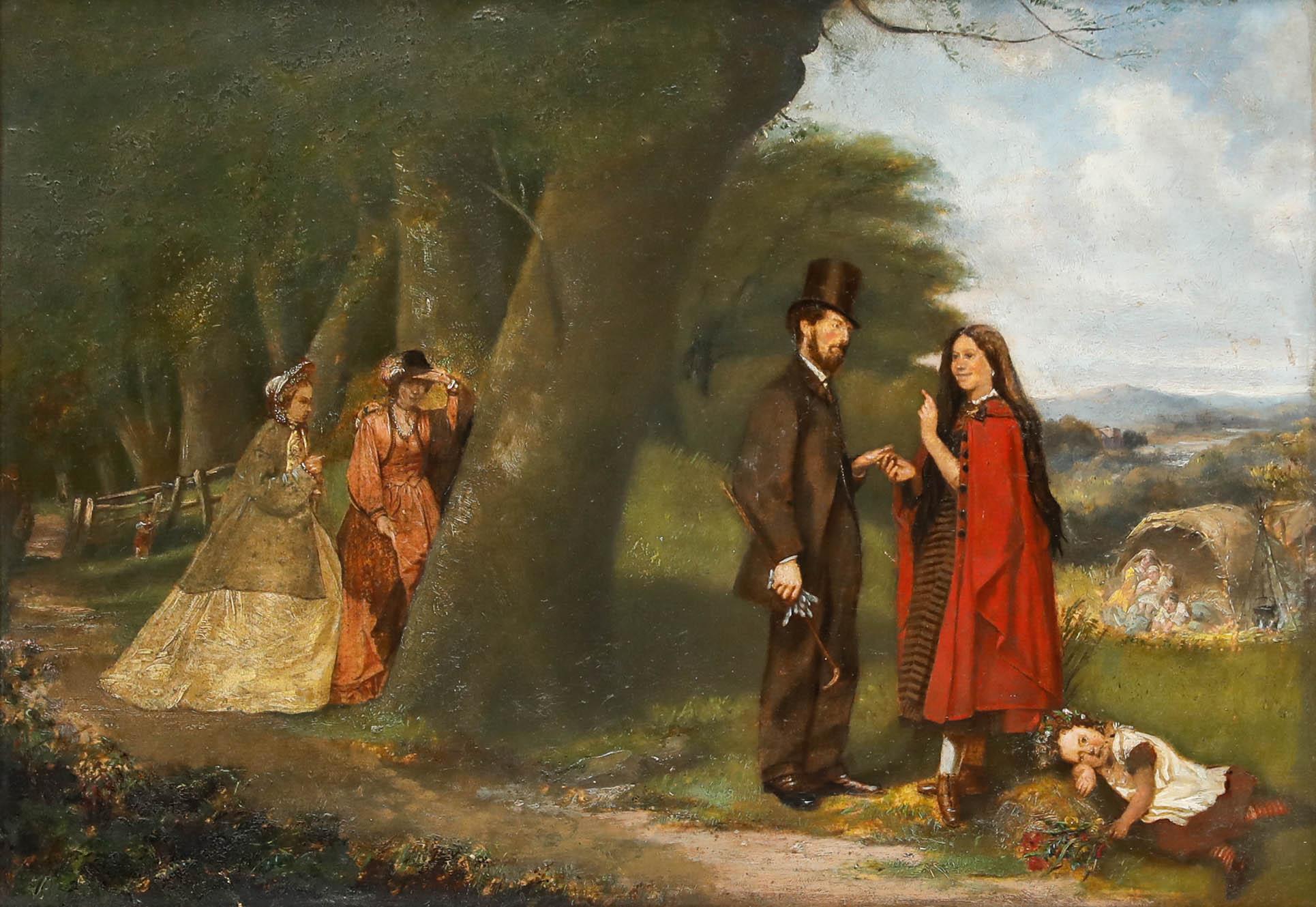 Ölgemälde des 19. Jahrhunderts – Der Fortune Teller – Painting von Unknown