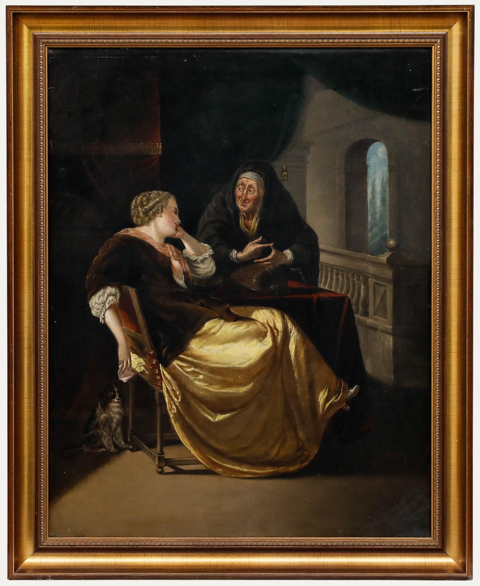 Unknown Figurative Painting - 19th Century Oil - The Fortune Teller