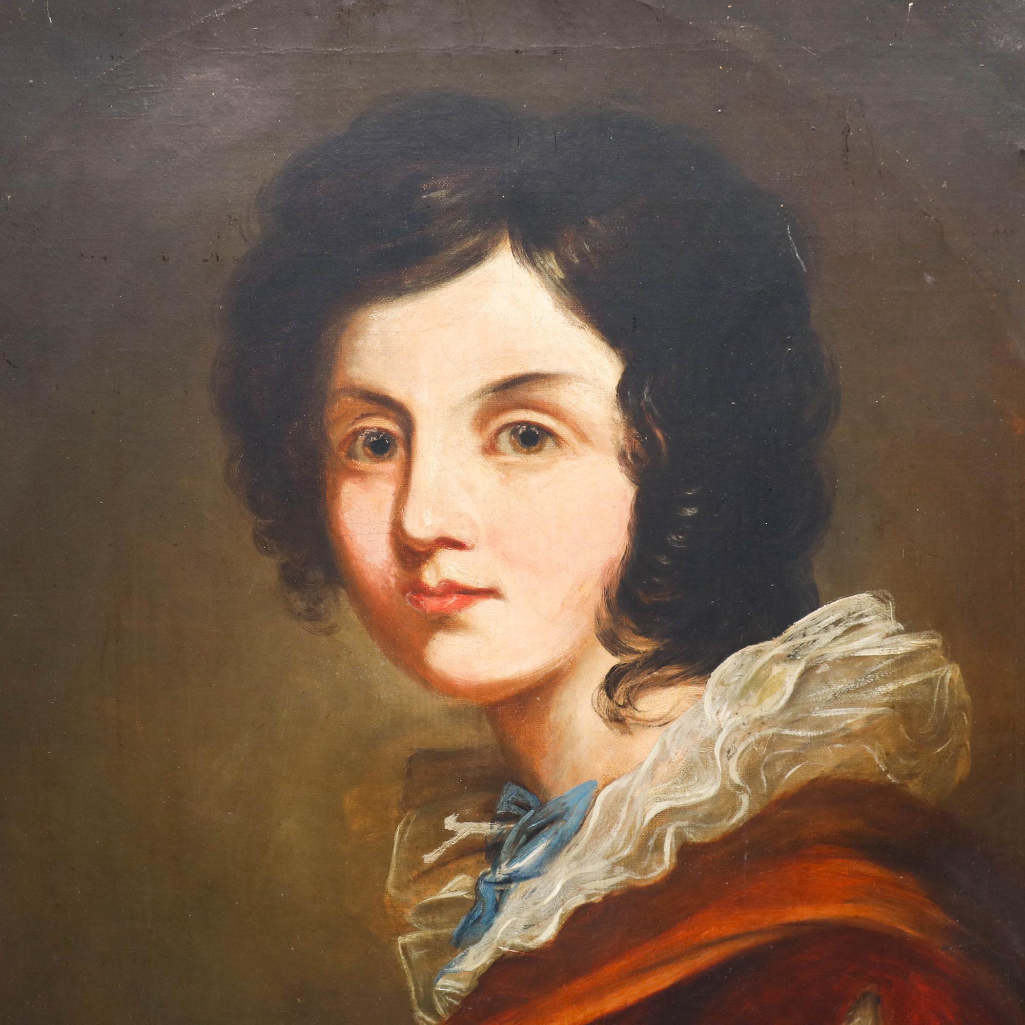 19th Century Oil - The Reader - Brown Portrait Painting by Unknown