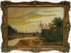 19th Century Oil - The River At Dusk 19th Century Oil - The River At Dusk