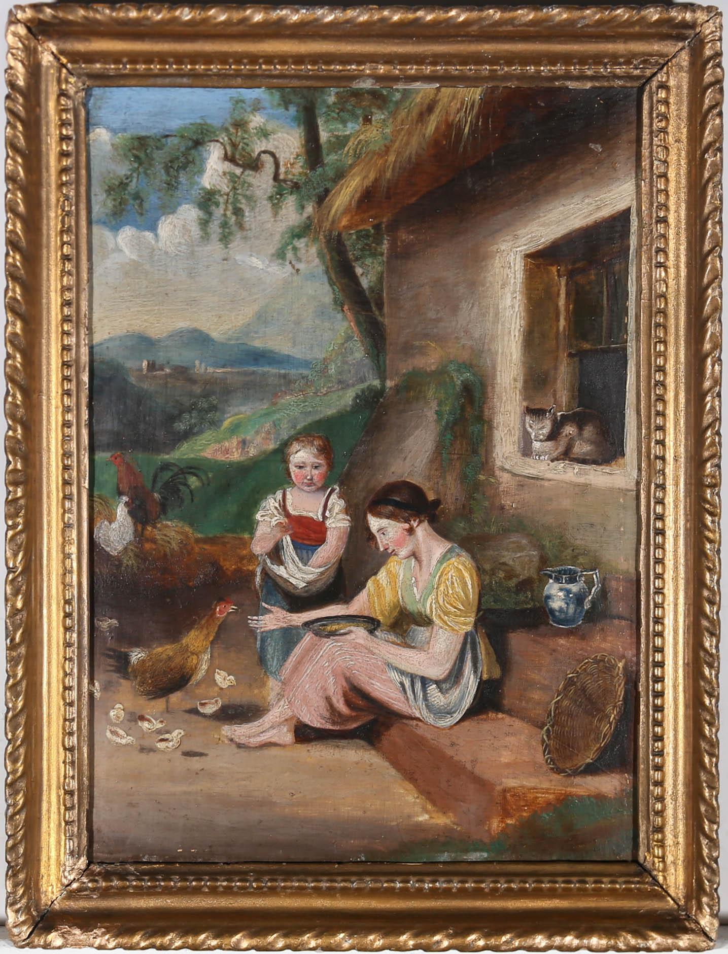 Unknown Landscape Painting - 19th Century Oil - The Rural Life