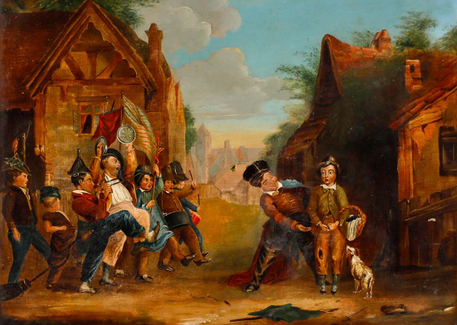 Olio del XIX secolo - La festa della strada - Painting di Unknown