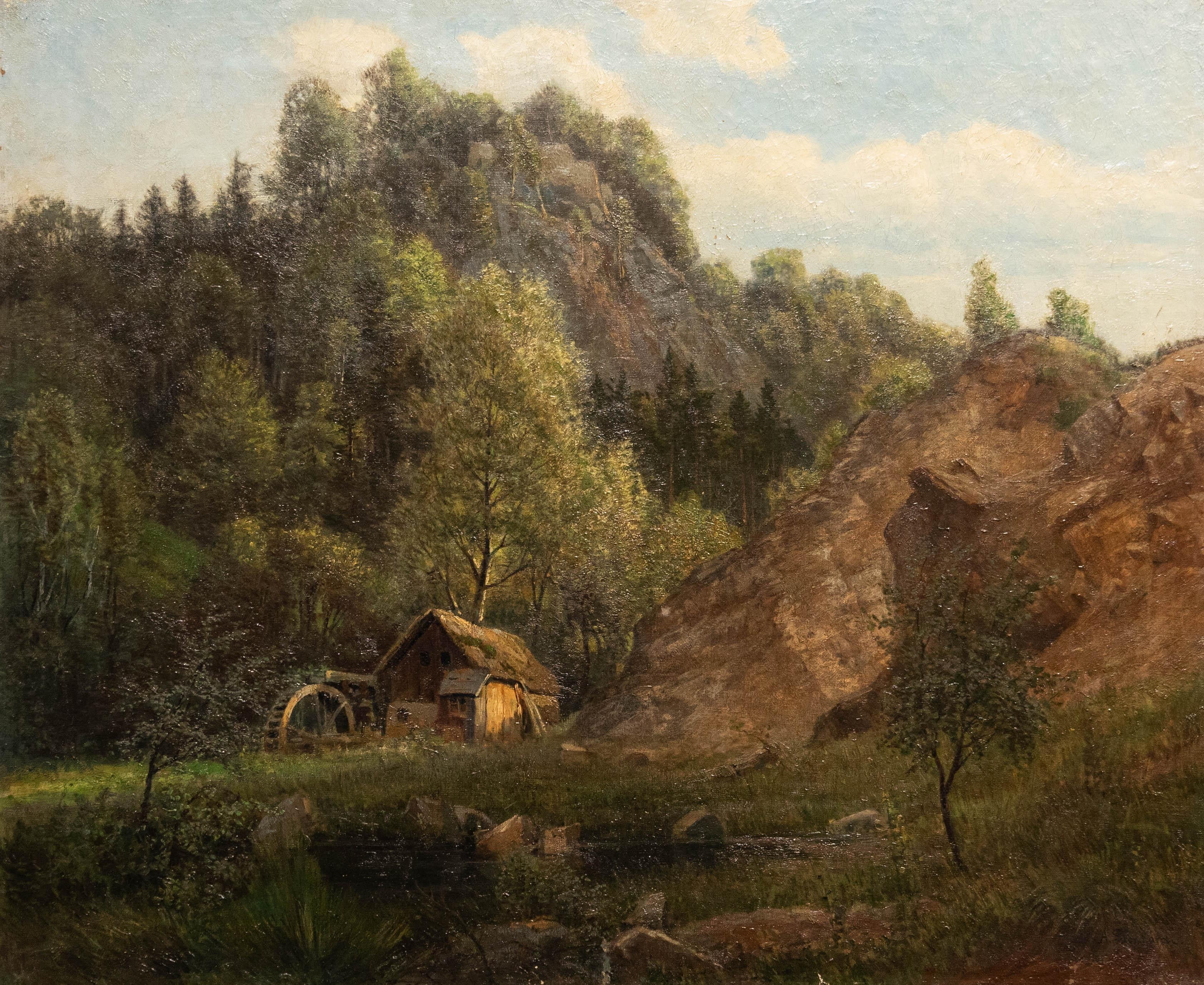 Óleo del siglo XIX - El molino de agua - Painting de Unknown