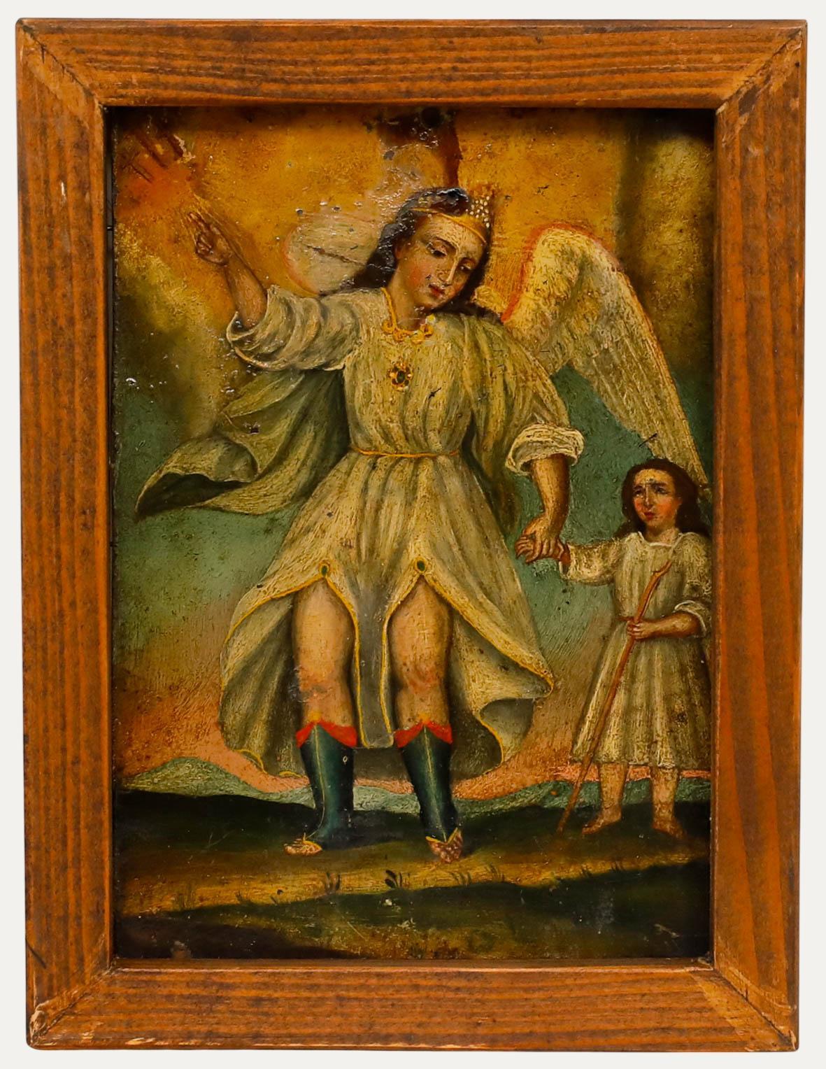 Óleo del siglo XIX - Tobías y el ángel