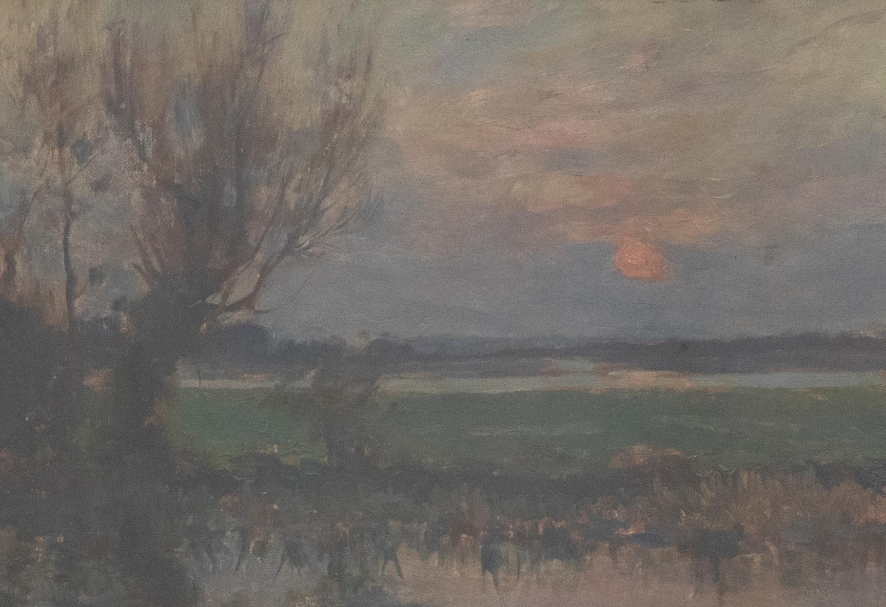 19th Century Oil, Winter Sunset - Painting by Unknown