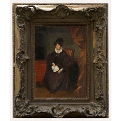 Used 19th Century Oil - Woman Holding a Handkerchief