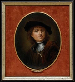 19th Century Oil - Young Man with Gorget and Beret