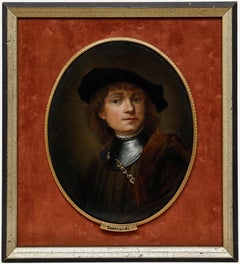 19th Century Oil - Young Man with Gorget and Beret