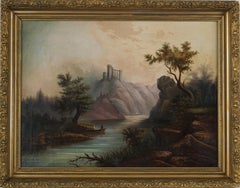 Vintage 19th Century Original Scottish Loch Painting in the style of Alexander Nasmyth 