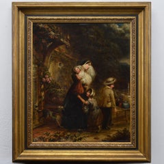 19. Jahrhundert Original viktorianische Ölgemälde Genreszene von zu Hause gezwungen gerahmt