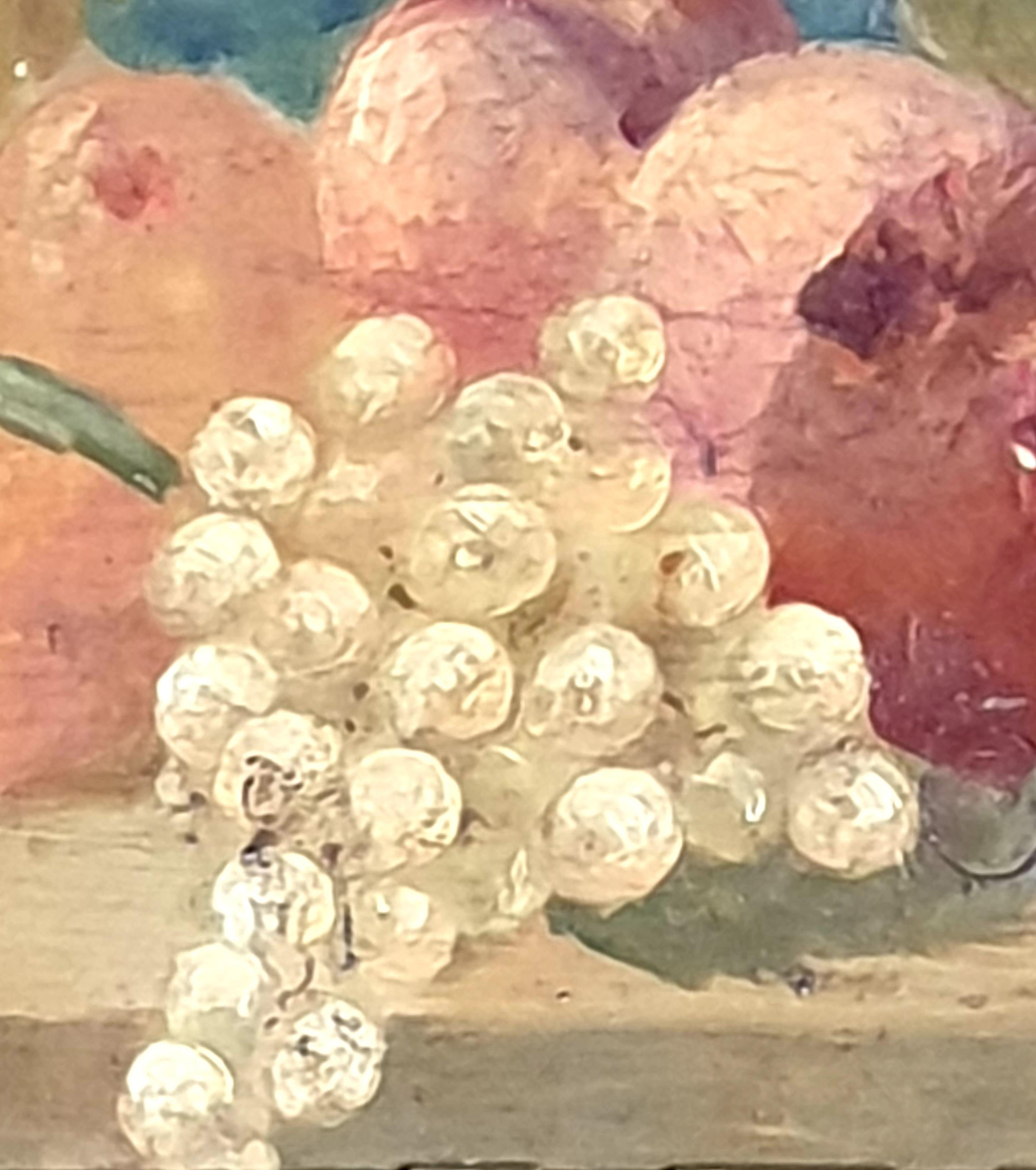 19th Century Overdoor Trumeau, Still Life Oil on Panel of a Cornucopia of Fruit. For Sale 7