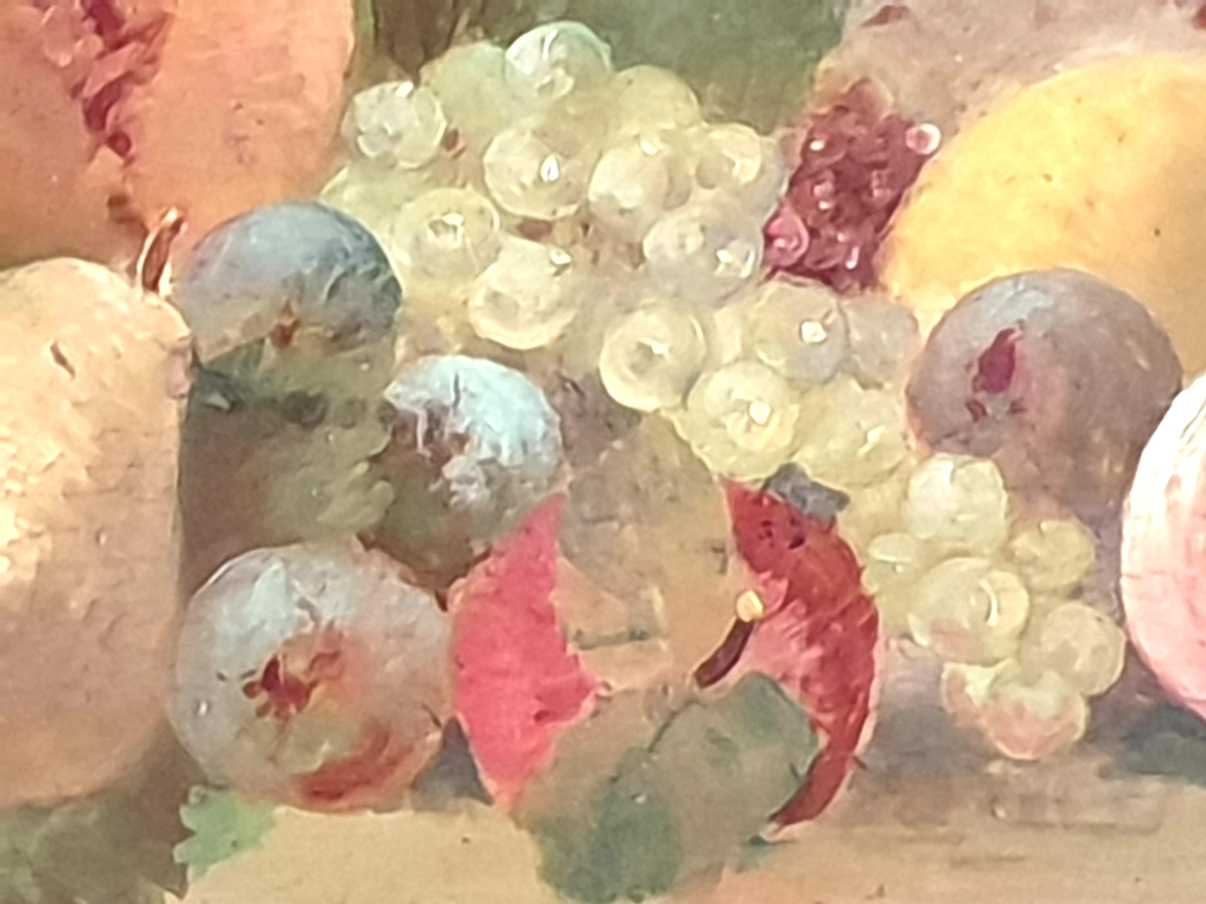 19th Century Overdoor Trumeau, Still Life Oil on Panel of a Cornucopia of Fruit. For Sale 9